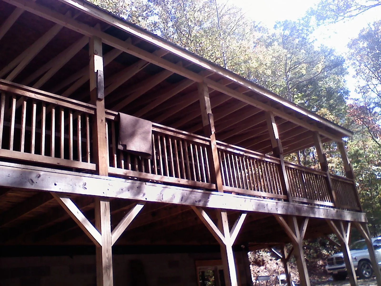 Timber framing under a new elevated porch and deck — Roof Leak Repair in Canyon Dam by Roofing Brothers